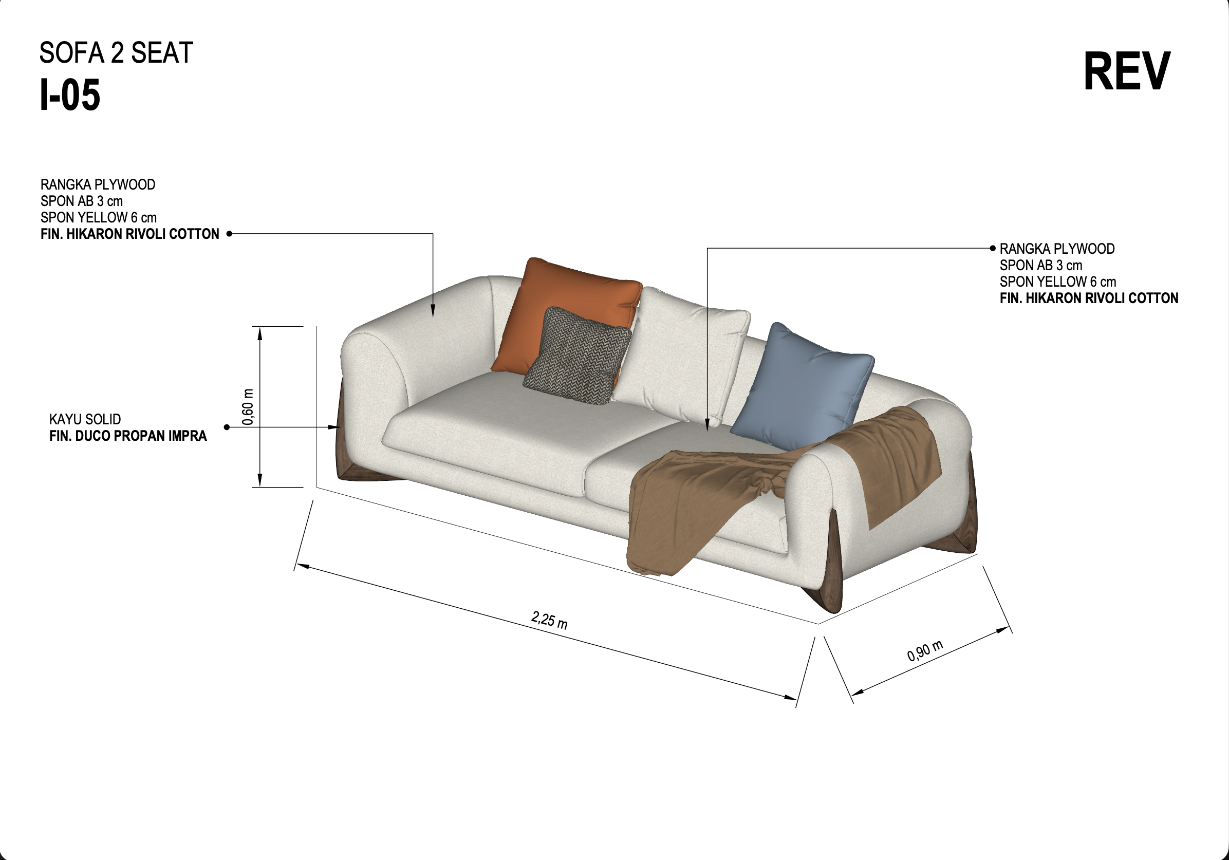 Contoh gambar kerja Sofa 2 Seat I-05